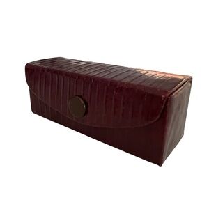 Travel lipstick or contact lens case Leather w/ inside mirror with snap closure